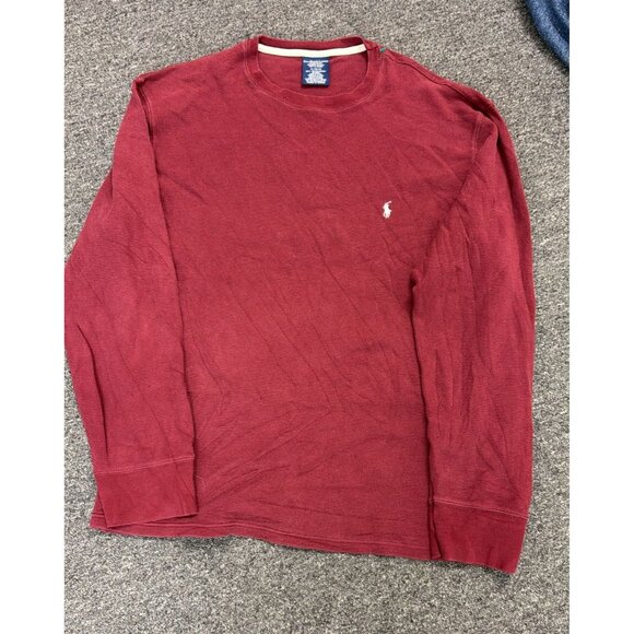 Polo Ralph Lauren Thermal Shirt Mens XL Waffle Knit Long Sleeve Pony Logo Red - Picture 1 of 3